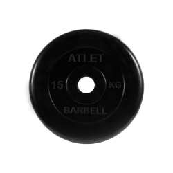 Диск обрезиненный Атлет 15 кг, d=51 мм (черный) MB Barbell MB-AtletB51-15 Диск обрезиненный Атлет 15 кг, d=51 мм (черный) MB Barbell MB-AtletB51-15