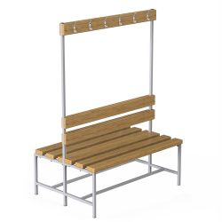 Скамейка с вешалкой для раздевалок двухсторонняя (цельная)