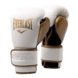 Перчатки боксерские Everlast Powerlock (белый/золотой) Перчатки боксерские Everlast Powerlock (белый/золотой)
