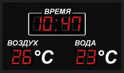 Часы-термометр с указанием t воды, воздуха 80х55см Часы-термометр с указанием t воды, воздуха 80х55см