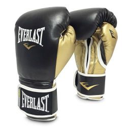 Перчатки боксерские Everlast Powerlock PU (черный/золотой) Перчатки боксерские Everlast Powerlock PU (черный/золотой)