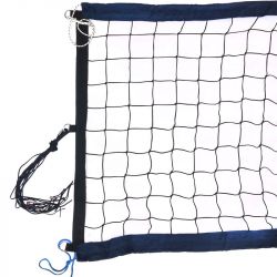 Сетка для пляжн. волейбола проф. 8,5х1 м d=3,5 мм (синяя стропа, черная) трос, бок. вставки Сетка для пляжн. волейбола проф. 8,5х1 м d=3,5 мм (синяя стропа, черная) трос, бок. вставки