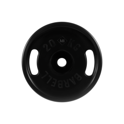 Диск обрезиненный с ручками 20кг, d=51мм (черный) MB Barbell MB-PltBS-20 Диск обрезиненный с ручками 20кг, d=51мм (черный) MB Barbell MB-PltBS-20