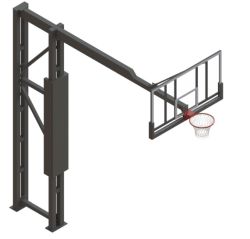 Баскетбольная стойка усиленная, двухопорная, вылет 3,25 м (амортизационное кольцо, сетка) СТ-471