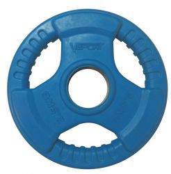 Диск олимпийский 2,5 кг обрезиненный цветной с ручкой V-SPORT LC-2.5