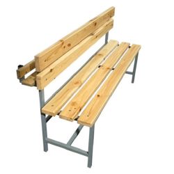 Скамейка для раздевалок со спинкой и лотком (цельная) 1500 мм