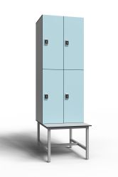 Шкаф для раздевалок ЛДСП 2-2 на скамье-подставке (2 секции) 1550х864х500 мм