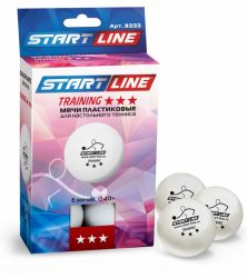Мяч для настольного тенниса START LINE Training 3* New (6 шт, бел.)