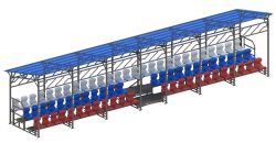 Трибуна сборно-разборная 3-х рядная на 75 мест (с навесом из поликарбоната) СТ-307