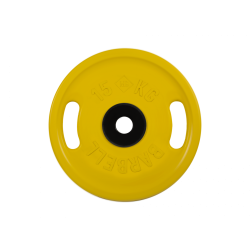 Диск обрезиненный с ручками 15кг, d=51мм (цветной) MB Barbell MB-PltCS-15