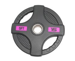 Диск олимпийский обрезиненный с двумя хватами Original FitTools FT-2HGP 15 кг