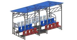 Трибуна сборно-разборная 3-х рядная на 26 мест (с навесом из поликарбоната) СТ-411