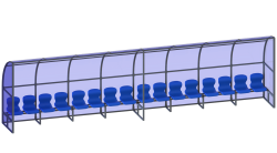 Скамейка для запасных игроков (16 мест, боковины закрыты) СТ-172