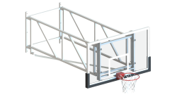 Баскетбольный щит из закаленного стекла 10 мм, со складной фермой 1600-3200 мм, амортизационным кольцом и протектором СТ-200