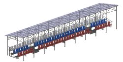 Трибуна сборно-разборная 3-х рядная на 100 мест (с навесом из поликарбоната) СТ-184