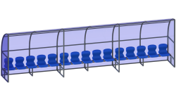 Скамейка для запасных игроков (15 мест, боковины закрыты) СТ-171 Скамейка для запасных игроков (15 мест, боковины закрыты) СТ-171