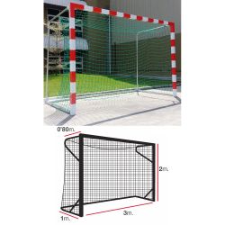 Сетка для гандбола/футзала EL LEON DE ORO 3х2 м d=5 мм, яч. 100х100 мм (глуб. 0,8/1) полипропилен, зеленая