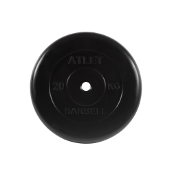 Диск обрезиненный Атлет 20 кг, d=26 мм (черный) MB Barbell MB-AtletB26-20