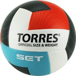 Мяч волейбольный TORRES Set V32045 №5 (ТПУ) бело-оранжево-серо-голубой Мяч волейбольный TORRES Set V32045 №5 (ТПУ) бело-оранжево-серо-голубой