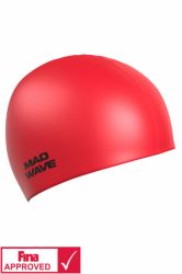 Шапочка для плавания MADWAVE Intensive Silicone Solid FINA Approved (силикон) красный