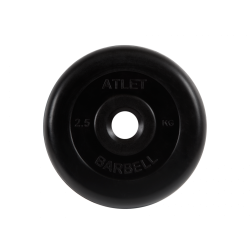 Диск обрезиненный Атлет 2,5 кг, d=26 мм (черный) MB Barbell MB-AtletB26-2,5