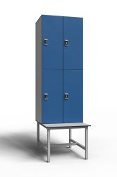 Шкаф для раздевалок HPL пластик 2-2 на скамье-подставке (2 секции) 1550х624х500 мм