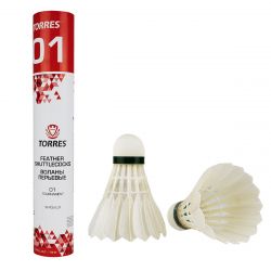Воланы для бадминтона TORRES BD20120 01 (перо/пробка) 12 шт.