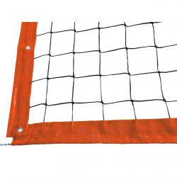 Сетка для пляжн. волейбола соревн. 8,5х1 м d=3,5 мм (оранж. тент, черная) с тросом Сетка для пляжн. волейбола соревн. 8,5х1 м d=3,5 мм (оранж. тент, черная) с тросом
