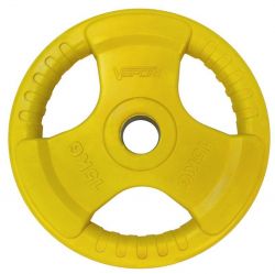 Диск олимпийский 15 кг обрезиненный цветной с ручкой V-SPORT LC-15