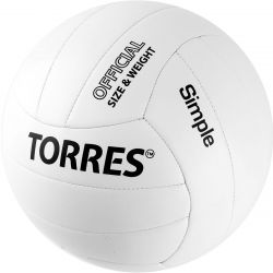 Мяч волейбольный TORRES Simple №5 (ТПУ) бело-черный Мяч волейбольный TORRES Simple №5 (ТПУ) бело-черный
