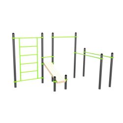 Воркаут (брусья, турник, шведская стенка и наклонная скамья для пресса) ZAVODSPORTA W201