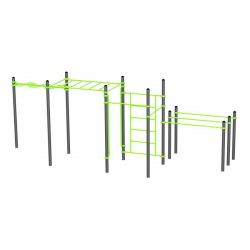 Воркаут (рукоход змеевик и клас., швед стенка, 2 перекладины, брусья двойные) ZAVODSPORTA W329