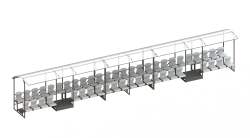 Трибуна 2-х рядная на 48 мест (с навесом из поликарбоната) СТ-251