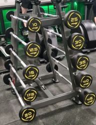 Комплект полиуретановых фиксированных штанг 10-45 кг (10 штанг) со стойкой FTX-414.1