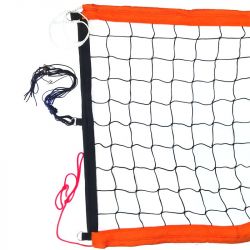 Сетка для пляжн. волейбола проф. 8,5х1 м d=3,5 мм (оранж. стропа, черная) трос, бок. вставки Сетка для пляжн. волейбола проф. 8,5х1 м d=3,5 мм (оранж. стропа, черная) трос, бок. вставки