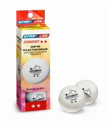 Мяч для настольного тенниса START LINE Standart 2* New (3 шт, бел.) Мяч для настольного тенниса START LINE Standart 2* New (3 шт, бел.)