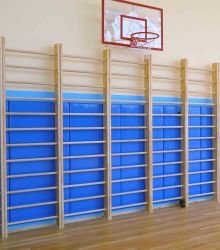 Стенка гимнастическая "Премиум" 2800х800х150мм ГОСТ (боковины из мебельного щита, березовые перекладины, в деталях) СТМ-539