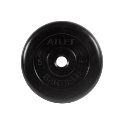 Диск обрезиненный Атлет 5 кг, d=26 мм (черный) MB Barbell MB-AtletB26-5
