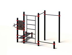 Комплекс Воркаут с низкой перекладиной, лавкой для пресса, шведской стенкой и тренажером брусья-пресс 108 мм