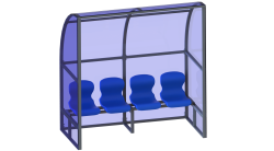 Скамейка для запасных игроков (4 места, боковины закрыты) СТ-165