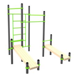 Воркаут (3 турника, шведская стенка, 2 наклонные скамьи) ZAVODSPORTA W321