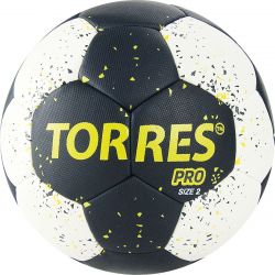 Мяч гандбольный TORRES PRO №2 (ПУ) черно-бело-желтый