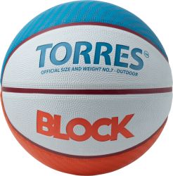 Мяч баскетбольный TORRES Block №7 (износостойкая резина) Мяч баскетбольный TORRES Block №7 (износостойкая резина)