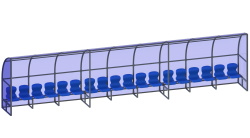 Скамейка для запасных игроков (18 мест, боковины закрыты) СТ-173 Скамейка для запасных игроков (18 мест, боковины закрыты) СТ-173
