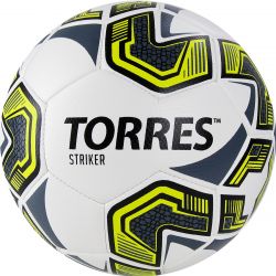 Мяч футбольный TORRES Striker №5 (ТПУ) бело-серо-желтый Мяч футбольный TORRES Striker №5 (ТПУ) бело-серо-желтый