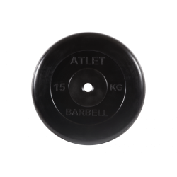 Диск обрезиненный Атлет 15 кг, d=26 мм (черный) MB Barbell MB-AtletB26-15
