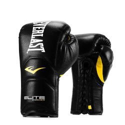 Перчатки тренировочные на шнуровке EVERLAST Elite Pro 18oz (черный) Перчатки тренировочные на шнуровке EVERLAST Elite Pro 18oz (черный)