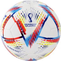 Мяч футбольный ADIDAS WC22 Rihla Training №5 (ТПУ) бело-черно-мультиколор Мяч футбольный ADIDAS WC22 Rihla Training №5 (ТПУ) бело-черно-мультиколор