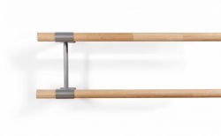 Хореографический (балетный) станок настенный двухрядный 2000 мм (нержавеющая сталь) дуб