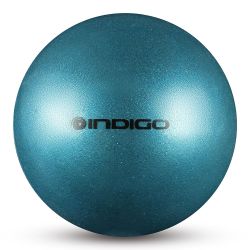 Мяч для художественной гимнастики INDIGO IN119-LB d=15 см (голубой металлик с блестками)